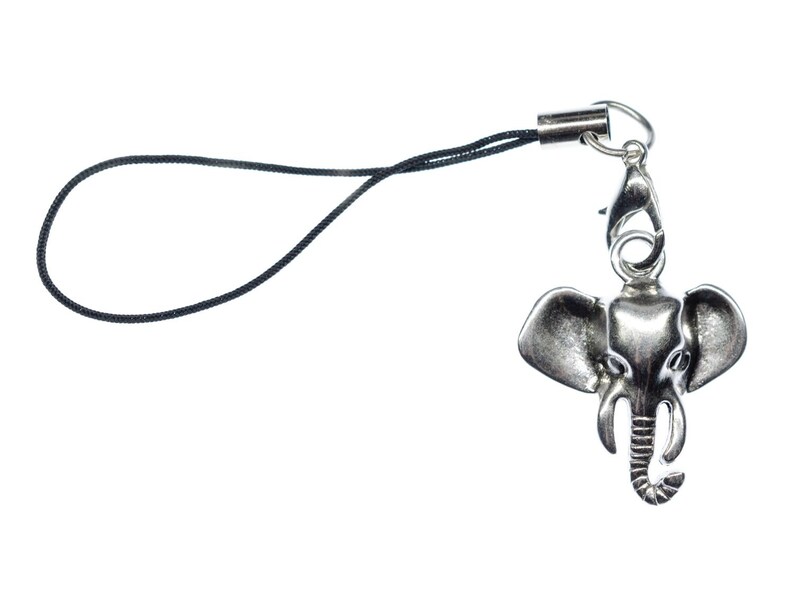 Elephant Head Mobile Phone Jewelry Charm Miniblings Zoo Animal Big Five afbeelding 1