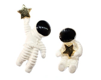 Astronaut Ohrstecker Miniblings Stecker Raumfahrt Weltall Raumfahrer Mond Rakete