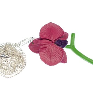 Orchidee Halskette Miniblings Blume Blumenkette Blumen 80cm Kette rosa pink