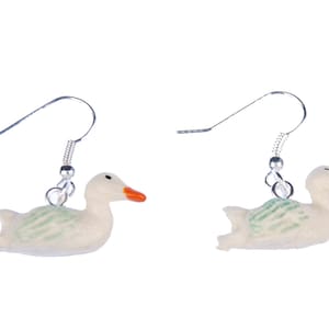 Duck Earrings Miniblings Swan Duckling Bird Rubber White