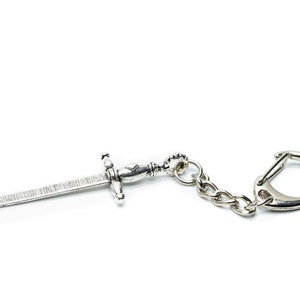 Sword keychain pendant key ring role play fantasy silver silver