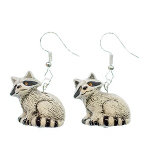 Racoon Earrings Miniblings Forest Animal North America 18Mm White Ceramic