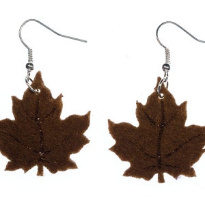 Maple Leaf Earrings Miniblings Christmas Felt 31Mm Leafs Brown