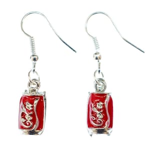 Sode Earrings Miniblings Lemonade Red Enamel Can Soda