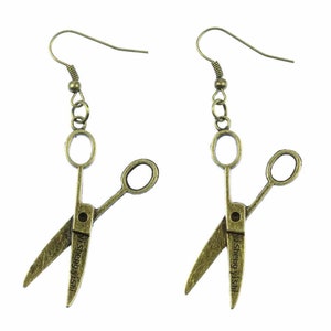 Scissors Earrings Earring Miniblings Seamstress Sewing Hairdresser Bronze