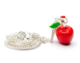Apple chain necklace 45cm Miniblings fruits fruit apples red 3D enamelled
