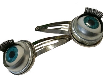 2er Set Auge Haarspange Miniblings Haarklammer Schlafaugen Halloween Puppenauge