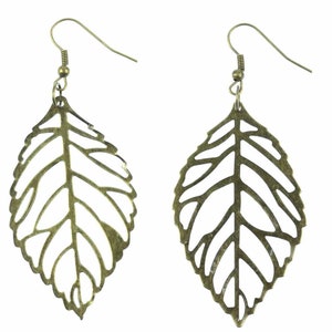Leaf Earrings Miniblings Leaves Tree Nature Plant Bronze L 55Mm