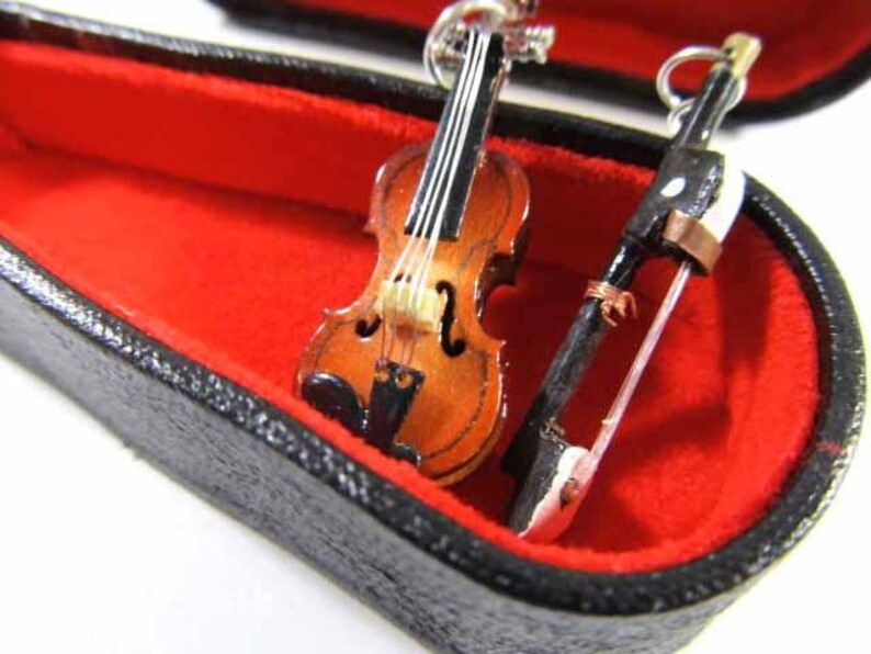 Violin Earrings With Bow Wood Miniblings Orchestra Music Etsy