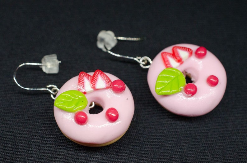 Miniblings 14mm Manger Donut Donuts Glaze fraise rose Donut image 3