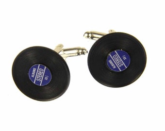 Record Records Cuff Links Cufflinks Miniblings + Box Vinyl LP DJ Music Blue