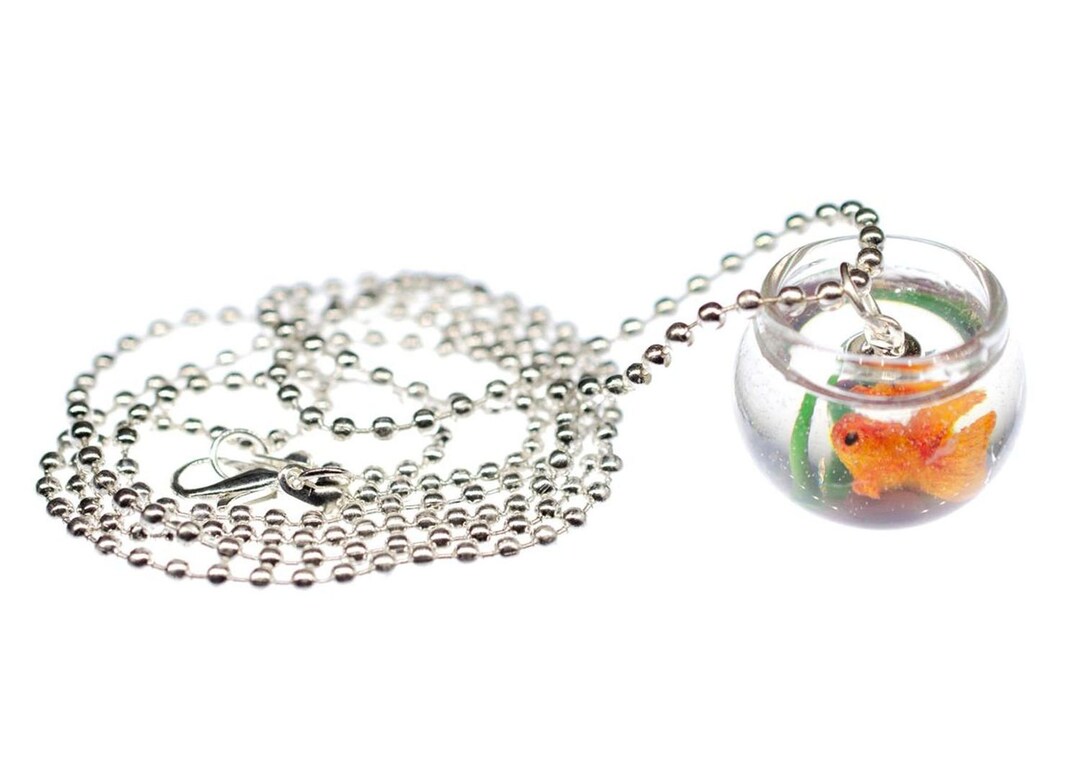 Goldfish Necklace Glass Fishbowl Miniblings 80cm Aquarium Fish Etsy
