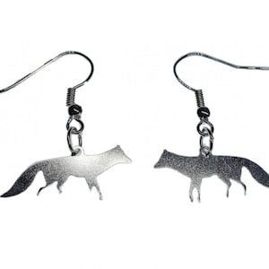 Fox Earrings Miniblings Foxes Silhouette Shadow Silver