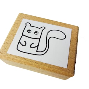 Timbre Motivstempel Kalle Fux bois ecureuil chat conçu trois 3x2 4cm