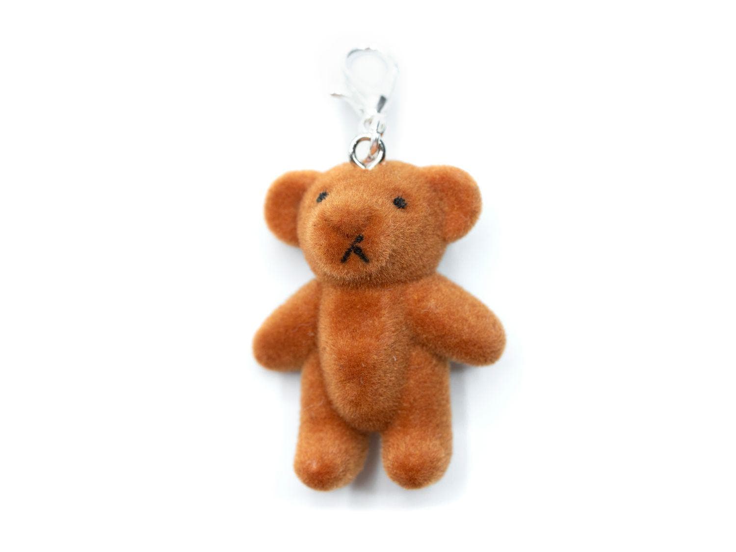 Teddy Bear Charm Pendant For Bracelet Miniblings Velvety Flock Light Brown