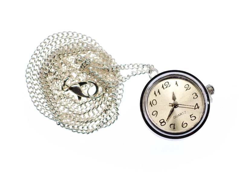 Real Watch Necklace Miniblings 80cm Clock Wristwatch Time Snap Button image 4