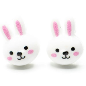 Hase Stecker Miniblings Ohrstecker Kaninchen Ostern Osterhase Weiß Hasenkopf Bild 1