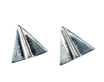 Paper Plane Airplane Earrings Ear Studs Earstuds Miniblings Origami Silver