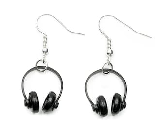 Headphone Earrings Miniblings Headphones Black