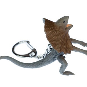 Lizard Frilled Key Ring Chain Miniblings Australia Outback Reptiles Dragon Rubber