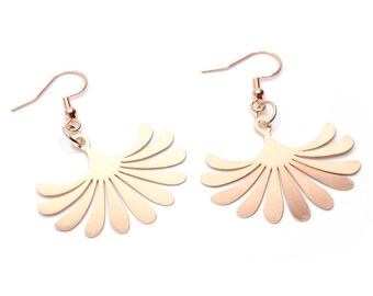 Ornament Earrings Miniblings Floral Filigree Palm Leaf Rosegold Rose Gold