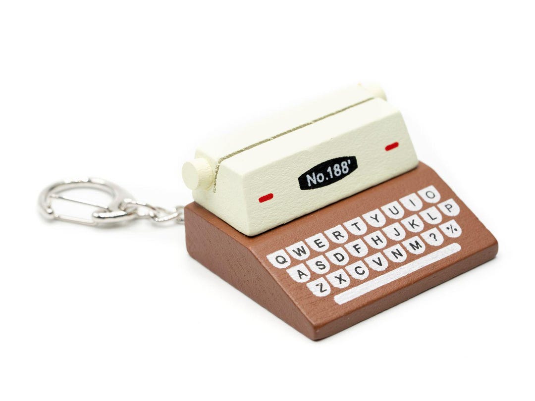 Typewriter Key Ring Chain Miniblings Keyring Retro Writer Wood
