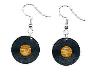 Orecchini A Forma Di Disco In Vinile Miniblings - 18mm, Gialli, Con Gancio Argento - Fatti A Mano A Berlino