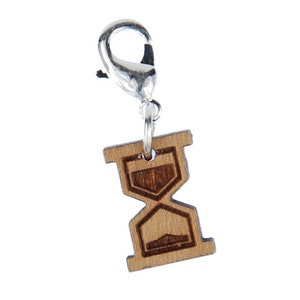 Hourglass Charm Pendant Zipper Pull Miniblings Time Clock Wood image 1