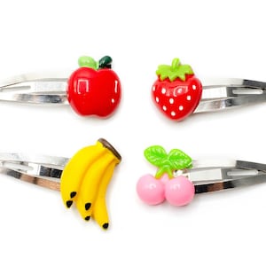 4 pcs Fruit Hairclips Miniblings Hair Clip Clips Cherry Apple Banana Strawberry