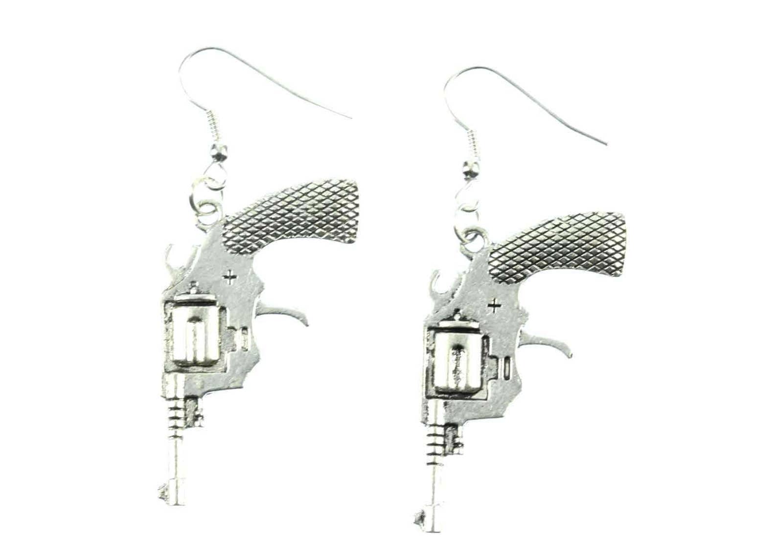 Orecchini Pistola Revolver Miniblings Colt Cowboy Arma 4cm