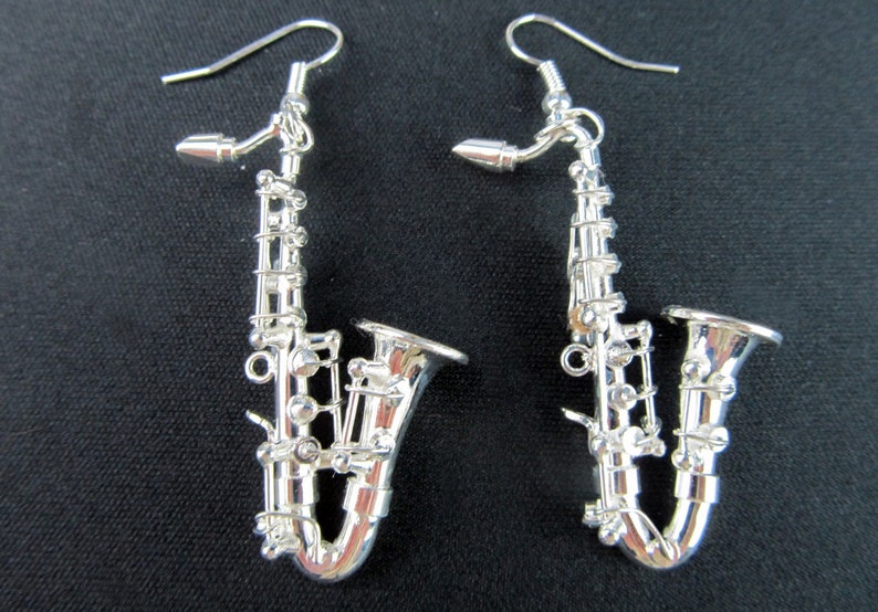 Saxophone Earrings Miniblings Jazz Saxophones Sax Silver Etsy