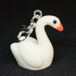 Swan Charm Pendant Zipper Pull Miniblings Duck Goose Bird Animal White