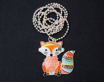 Fox Necklace Miniblings 80Cm Forest Colored Metal Animal Nature Animals