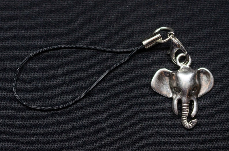 tête elephant Pendentif pour telephone mobile zoo animaux enfants bijoux argente image 2