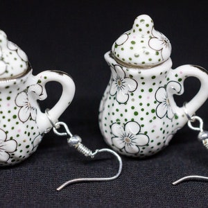 theière verte de la porte-cle Miniblings theière points de the en porcelaine