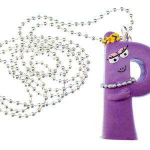 P collier Barbapapa 80cm Miniblings lettre pendentif initiale Barbamama Violet