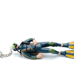 Diver Key Ring Chain Miniblings Skuba Diving Scuba Water Sport Sea Ocean Black