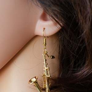 Tiny Trumpet Earrings in Sterling Silver, Music Studs, Trumpet Earrings