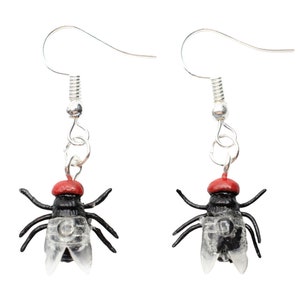 Fly Earrings Miniblings Horror Insect Halloween Blowfly Bluebottle