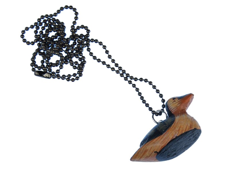 Duck Necklace Miniblings Necklace Ball Necklace Drake Bird Wildlife Water 80cm Wood