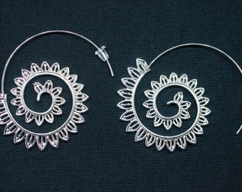 bagues argente creoles Boucles d'oreille rondesLoops fleur Lotus Flower