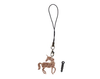 Glitter Unicorn Mobile Cell Phone Charm Pendant Horse Fairy Tail Fantasy