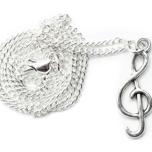 Treble Clef Note Necklace Miniblings Musician Orchestra Music 45Cm Silver Plated