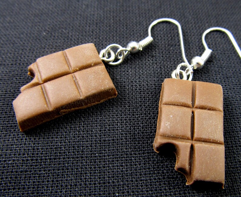 Chocolate With Bite Earrings Miniblings Bar Polymer Clay Etsy