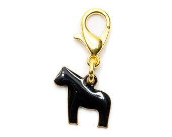 Horse Charm Pendant Miniblings Zipper Pull Animal Donkey Pony Dala Black