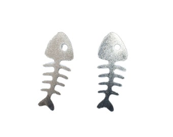 Fishbone Boucles d'oreille squelette poissons Boucles d'oreille os mer fruits mer