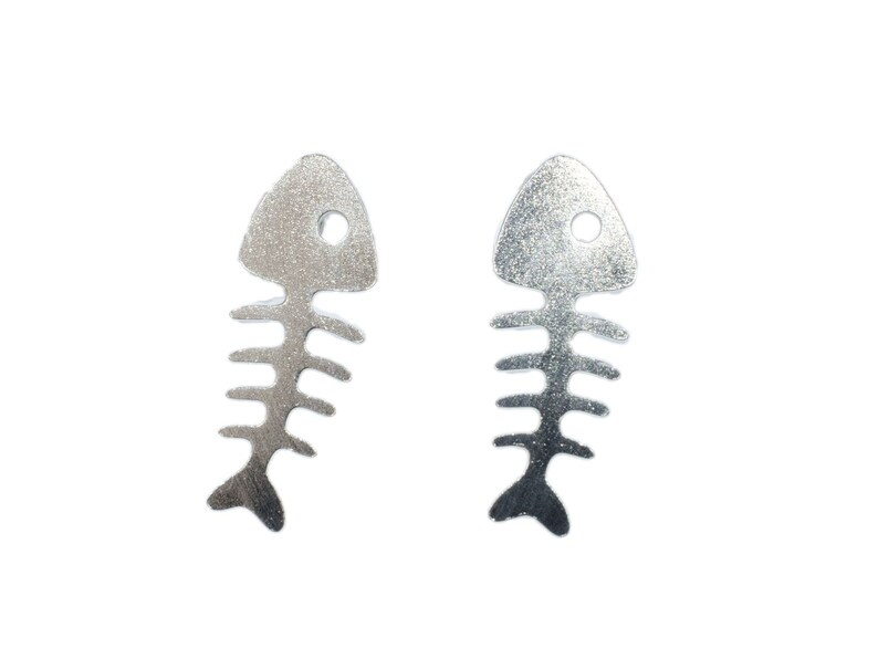 Fishbone Ear Studs Miniblings Fish Earrings Silver Plated Sea Seafood Skeleton image 1