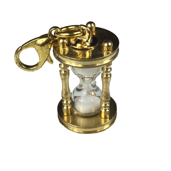 Sanduhr Charm FUNKTIONIERT Anhänger Miniblings Stundenglas Zeit Uhr Metall Gold