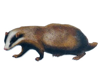 Badger Printed Wood Brooch Miniblings Pin Badge Button Tierwald Marder Brock
