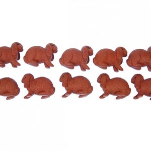 10x Kaninchen Aufstellfigur Miniblings Gummitier 4cm Widder Hase braun
